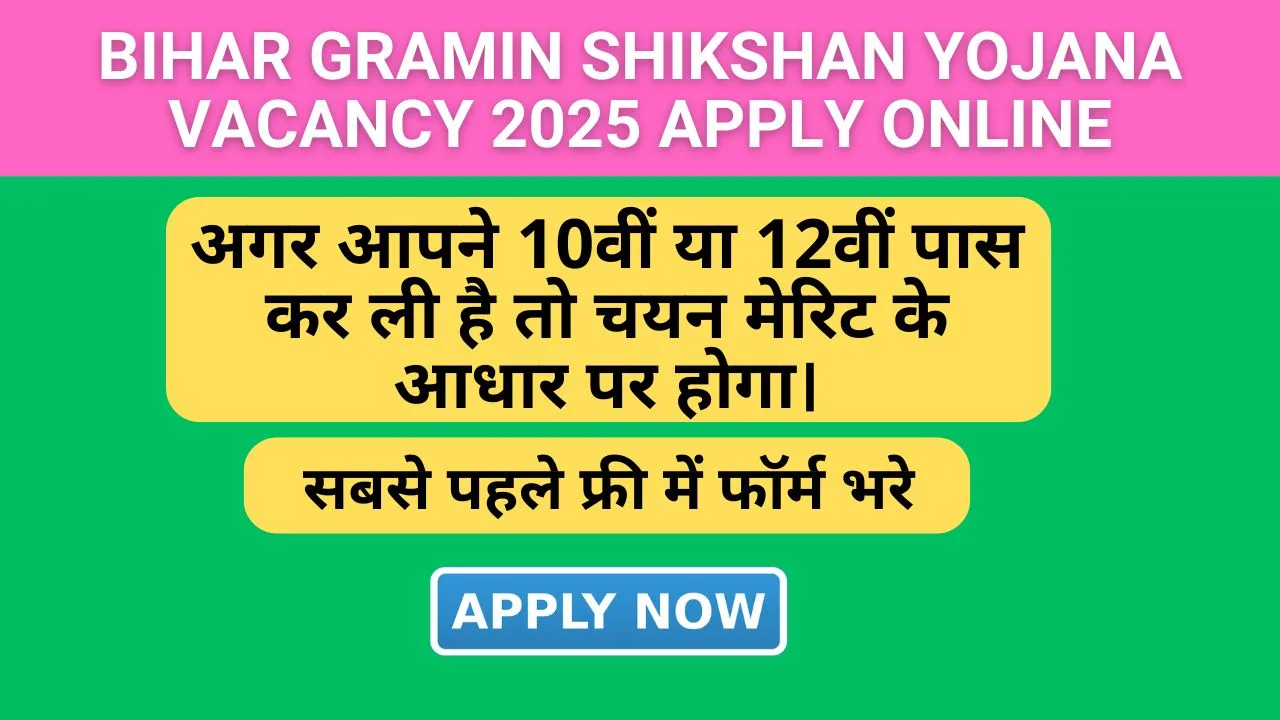 Bihar Gramin Shikshan Yojana Vacancy 2025 Apply Online