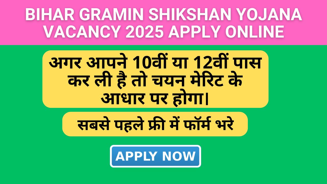 Bihar Gramin Shikshan Yojana Vacancy 2025 Apply Online