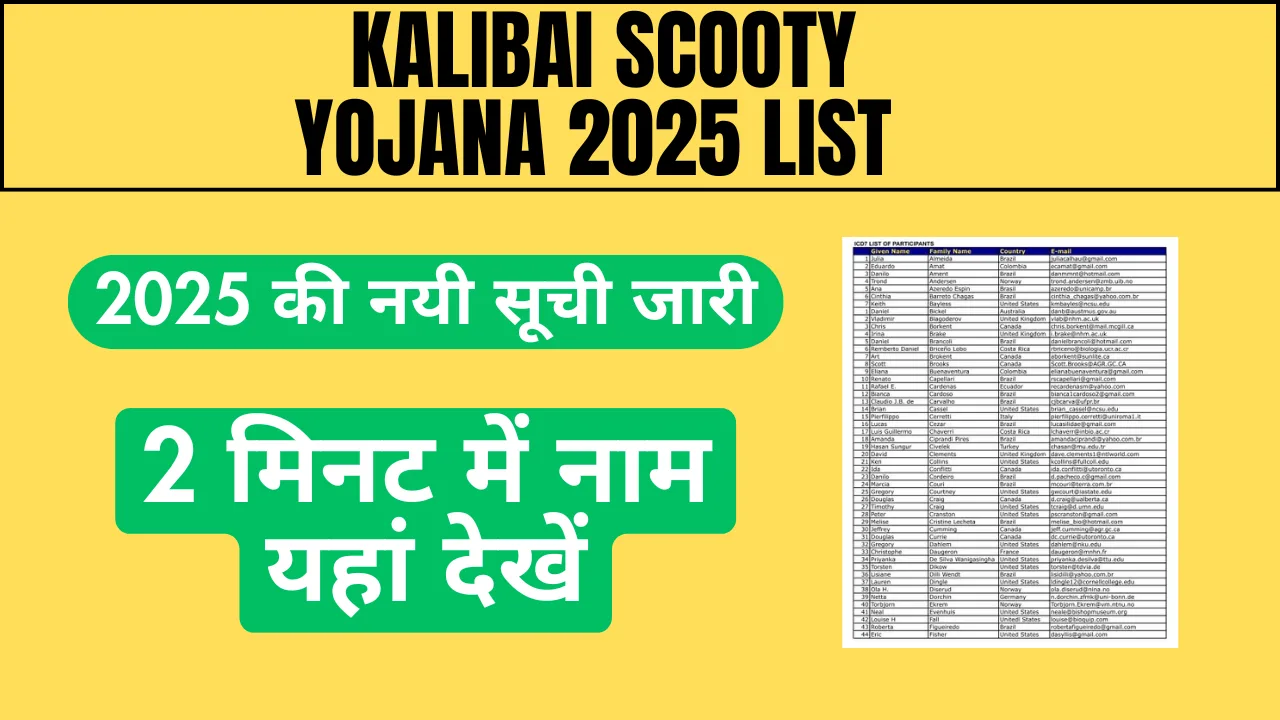 Kalibai Scooty Yojana 2025 List