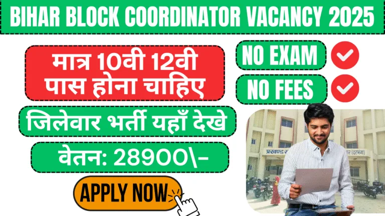 Bihar Block Coordinator Vacancy 2025