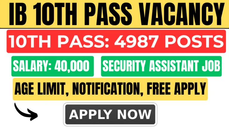 IB 10th Pass Vacancy 2025