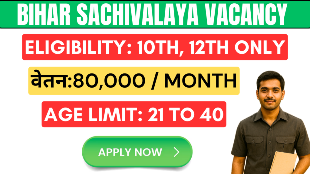 Bihar Sachivalaya Vacancy 2025 12th Pass Apply Online