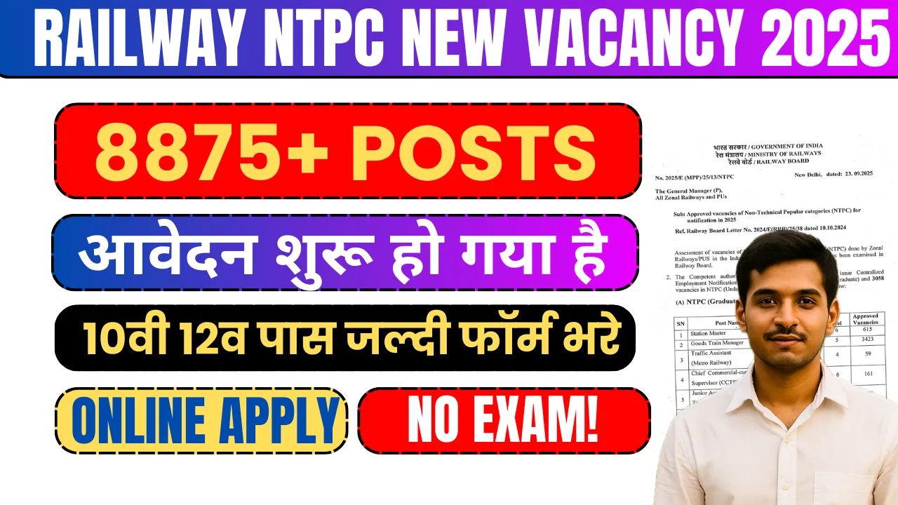 8875+ Railway NTPC New Vacancy 2025