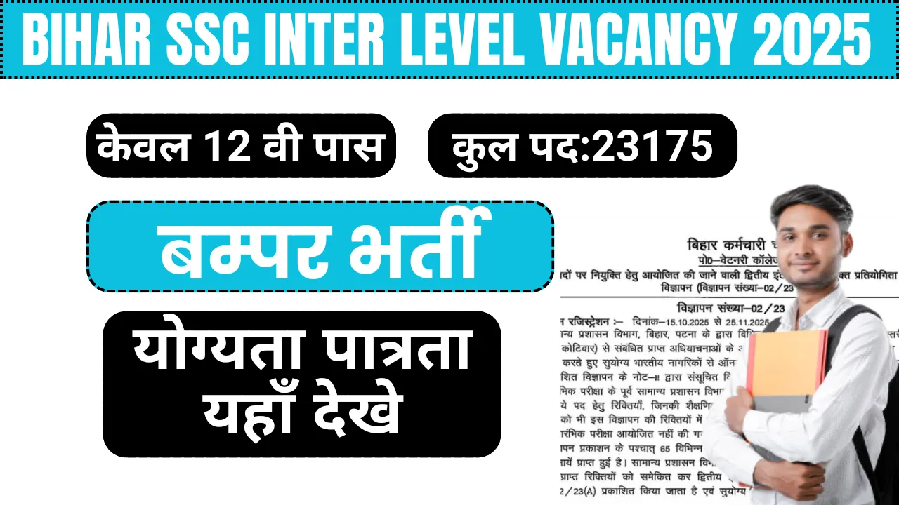 Bihar SSC Inter level Vacancy 2025