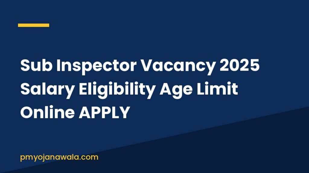 Sub Inspector Vacancy 2025 Salary Eligibility Age Limit Online APPLY