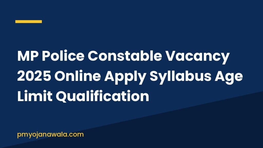 MP Police Constable Vacancy 2025 Online Apply Syllabus Age Limit Qualification