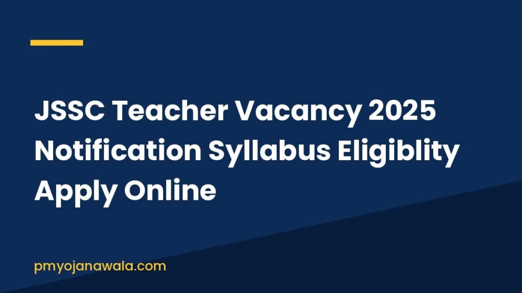 JSSC Teacher Vacancy 2025 Notification Syllabus Eligiblity Apply Online